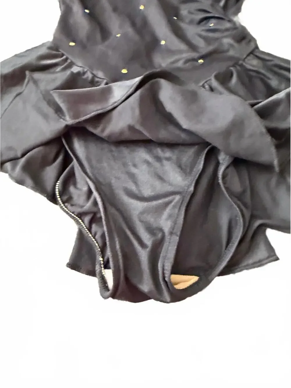 Sirena Vintage Black One Piece Swimdress Size 8 Gold Stud Swimsuit USA